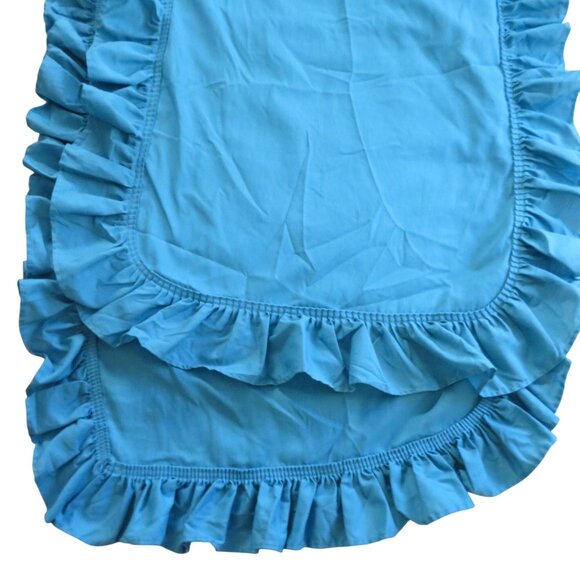 Vintage King Size Ruffled Teal Blue Pillow Shams Pillowcase Pair of 2 USA Made - Picture 2 of 6